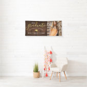 Gefeliciteerd Script Green Gold Photo Afstuderen Spandoek (Insitu)