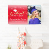 Gefeliciteerd Script Red Gold Photo Afstuderen Spandoek (Insitu)