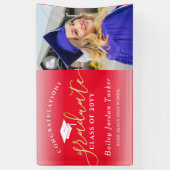 Gefeliciteerd Script Red Gold Photo Afstuderen Spandoek (Verticaal)