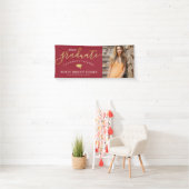 Gefeliciteerd Script Red Gold Photo Afstuderen Spandoek (Insitu)