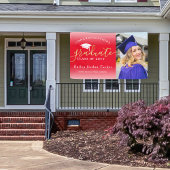 Gefeliciteerd Script Red Gold Photo Afstuderen Spandoek