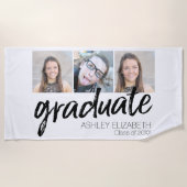 Gefeliciteerd Senior 3 Foto voor Afstuderen Strandlaken (Voorkant)