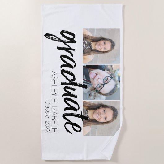 Gefeliciteerd Senior 3 Foto voor Afstuderen Strandlaken (Voorkant)