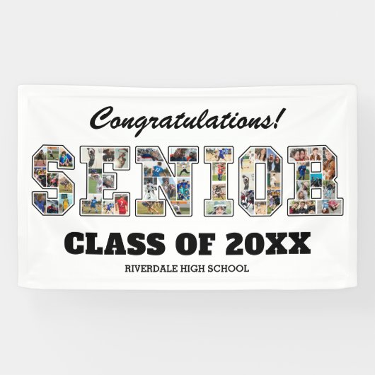 Gefeliciteerd Senior Afstudeerfoto Collage Spandoek (Horizontaal)