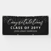 Gefeliciteerd Senior Afstuderen Black Silver Name Spandoek (Horizontaal)