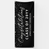 Gefeliciteerd Senior Afstuderen Black Silver Name Spandoek (Verticaal)