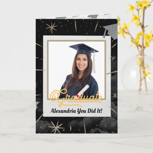 Gefeliciteerd Senior Afstuderen Photo Afstuderen Kaart (Gele Bloem)