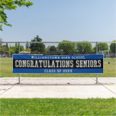 Gefeliciteerd Seniors Blue | Zwart | Zilver Spandoek (Insitu)