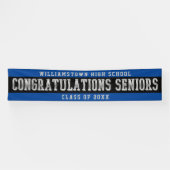 Gefeliciteerd Seniors Blue | Zwart | Zilver Spandoek (Horizontaal)
