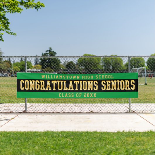 Gefeliciteerd Seniors Green | Zwart | Goud Spandoek (Insitu)