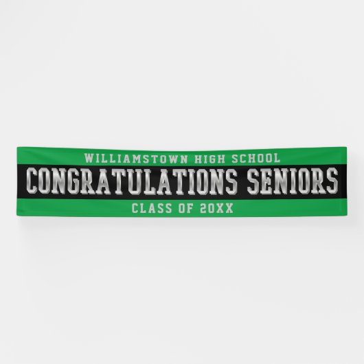 Gefeliciteerd Seniors Green | Zwart | Zilver Spandoek (Horizontaal)