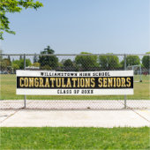 Gefeliciteerd Seniors White | Zwart | Goud Spandoek (Insitu)