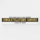 Gefeliciteerd Seniors White | Zwart | Goud Spandoek (Horizontaal)