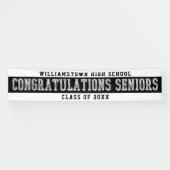 Gefeliciteerd Seniors White | Zwart | Zilver Spandoek (Horizontaal)