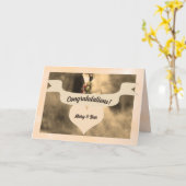 Gefeliciteerd Sepia Bride en Groom Kaart (Gele Bloem)