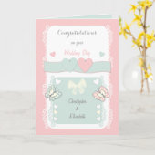 Gefeliciteerd shabby chic trouwdag wens kaart (Gele Bloem)