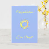 Gefeliciteerd Shine Bright op Lichtblauwe Kaart (Gele Bloem)