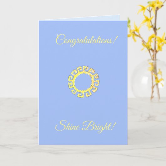Gefeliciteerd, Shine Bright op Light Blue Kaart (Gele Bloem)