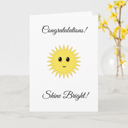 gefeliciteerd Shine Bright op White Kaart (Gele Bloem)