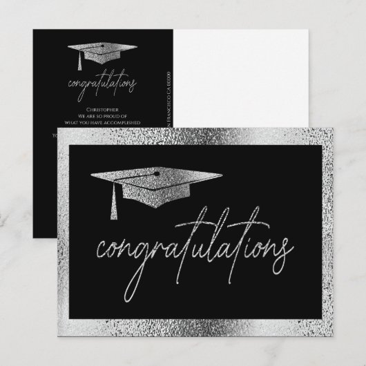 Gefeliciteerd Silver Afstudeerder Pet Afstuderen Briefkaart (Voorkant / Achterkant)