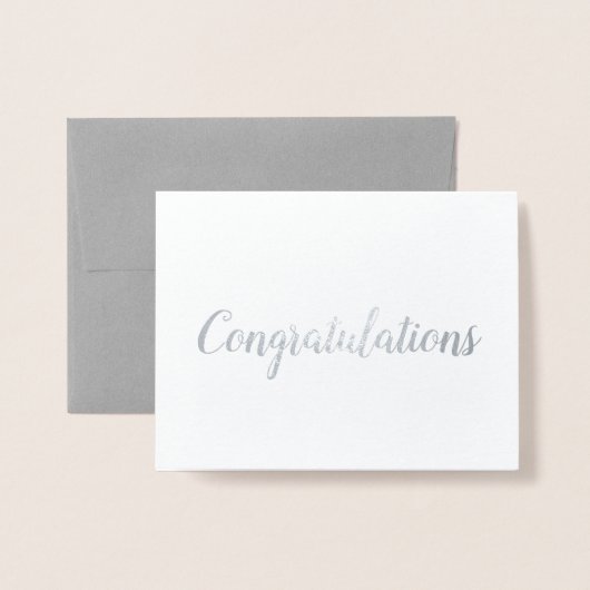 Gefeliciteerd Silver Foil Brush Folie Kaarten (Voorkant met envelop)