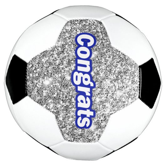 Gefeliciteerd Silver Glitter Achtergrond Voetbal (Gedraaid)