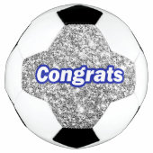 Gefeliciteerd Silver Glitter Achtergrond Voetbal (Voorkant)