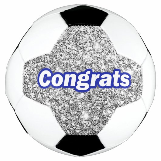 Gefeliciteerd Silver Glitter Achtergrond Voetbal (Voorkant)