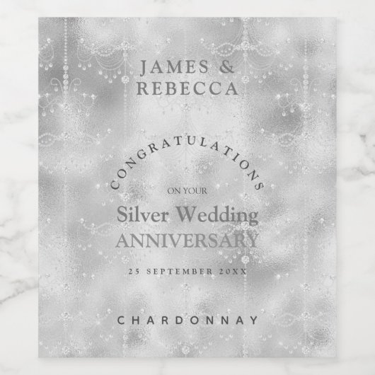 Gefeliciteerd Silver Wedding Jubileum Wijn Etiket (Enkel label)