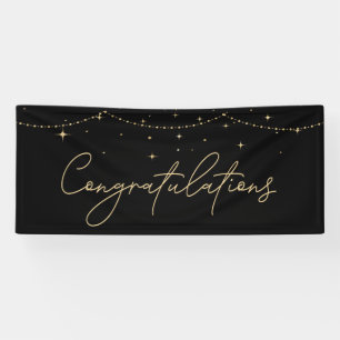 Gefeliciteerd Simple Black Gold Elegant Spandoek