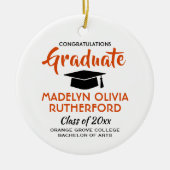 Gefeliciteerd Sinaasappel en Wit Afstuderen Foto Keramisch Ornament (Voorkant)