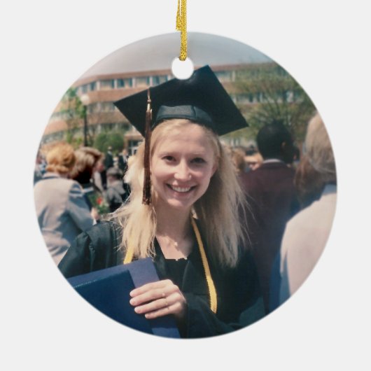 Gefeliciteerd Sinaasappel en Wit Afstuderen Foto Keramisch Ornament (Achterkant)