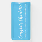 Gefeliciteerd sky blue aangepaste script naam afst spandoek (Verticaal)