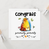 Gefeliciteerd Slimme Pijp Grappige Kat Cartoon Kaart (Voorkant / Achterkant in situ)