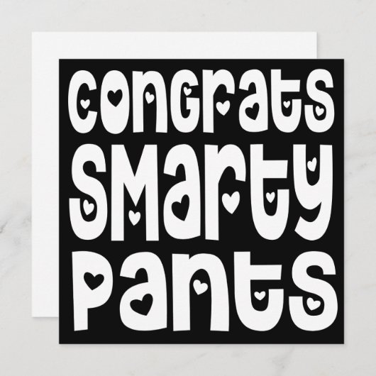 Gefeliciteerd Smarty Pants Text Hearts Exam Black (Voorkant / Achterkant)