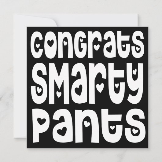 Gefeliciteerd Smarty Pants Text Hearts Exam Black (Voorkant)