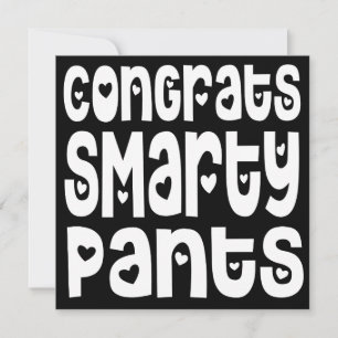 Gefeliciteerd Smarty Pants Text Hearts Exam Black