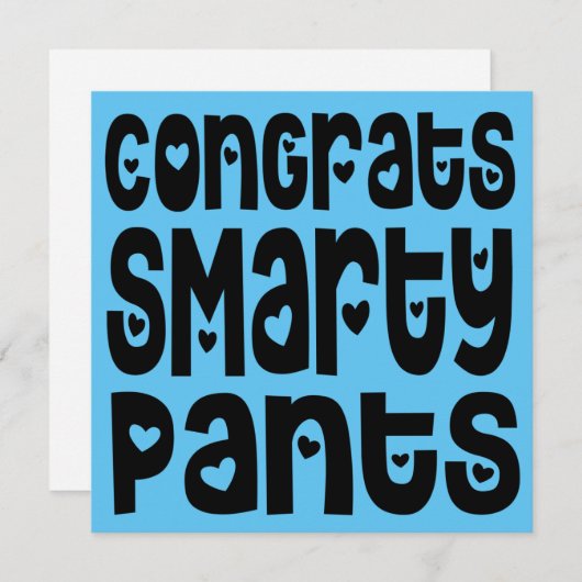 Gefeliciteerd Smarty Pants Text Hearts Exam Blue (Voorkant / Achterkant)