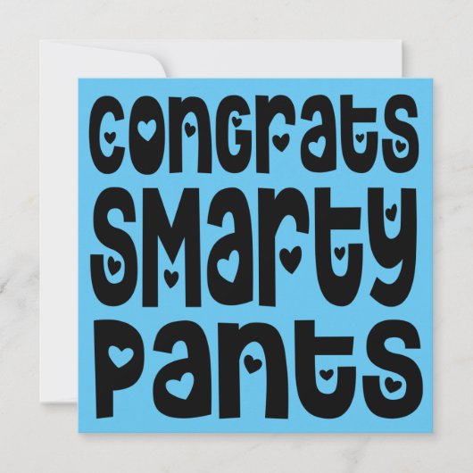Gefeliciteerd Smarty Pants Text Hearts Exam Blue (Voorkant)