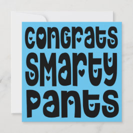 Gefeliciteerd Smarty Pants Text Hearts Exam Blue