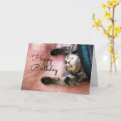 Gefeliciteerd | Snoozing kitten Kaart (Gele Bloem)