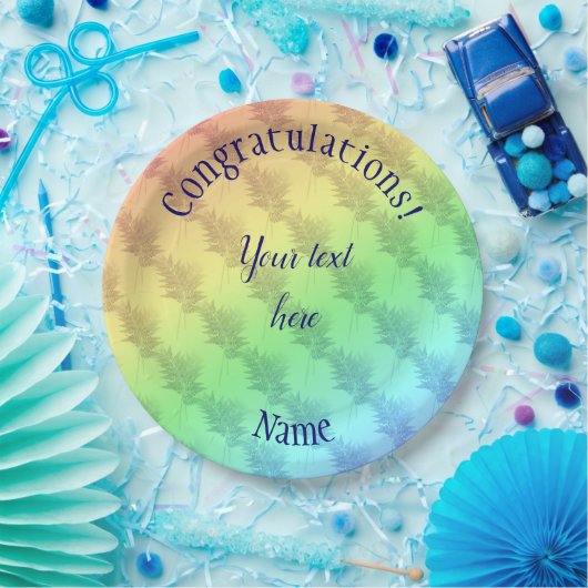 Gefeliciteerd Soft Rainbow-kleuren op maat Papieren Bordje (Feest)