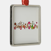Gefeliciteerd Speciale Occasion Doodle Text Metalen Ornament (Rechts)