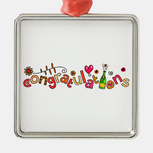 Gefeliciteerd Speciale Occasion Doodle Text Metalen Ornament (Voorkant)