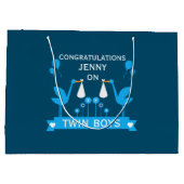 Gefeliciteerd Stalk Delivery Twin Boy Groot Cadeauzakje (Achterkant)