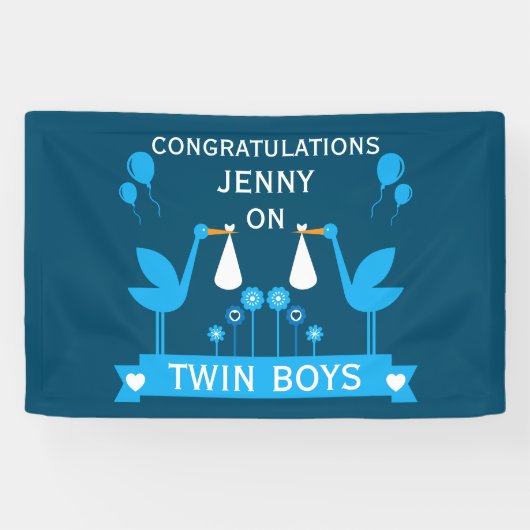 Gefeliciteerd Stalk Delivery Twin Boy Spandoek (Horizontaal)