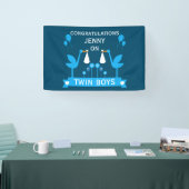Gefeliciteerd Stalk Delivery Twin Boy Spandoek (Beurs)