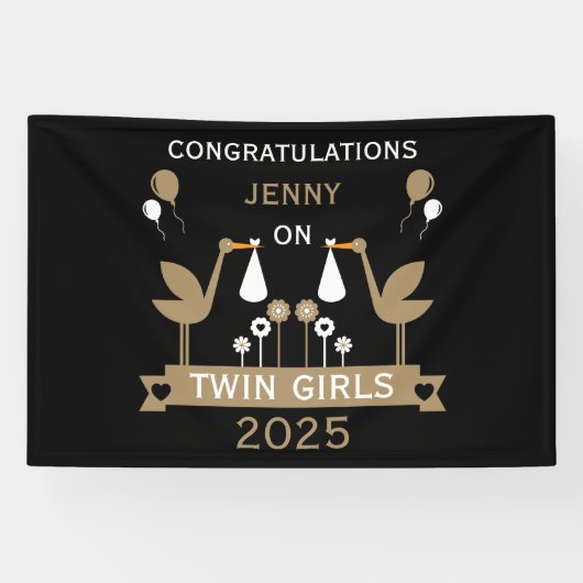Gefeliciteerd Stalk levering van tweeling Spandoek (Horizontaal)