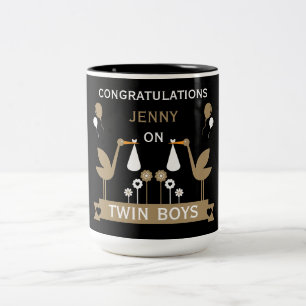 Gefeliciteerd Stalk levering van tweeling Tweekleurige Koffiemok