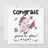 Gefeliciteerd Star Cartoon Dancing Unicorn Humor C Kaart (Voorkant)